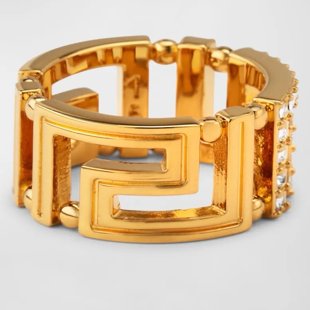 Versace Gold Crystal Embellished Ring - Picture 7 of 11
